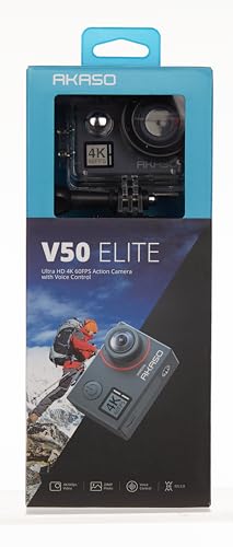 AKASO V50 Elite Action Camera + 64GB microSD Memory Card - 4K/60fps Touch Screen WiFi Action Camera Voice Control EIS 40m Waterproof Camera Adjustable View Angle 8X Zoom Camera with Accessories Kit