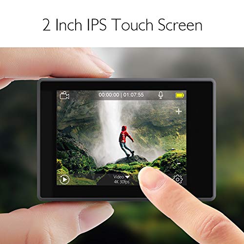 AKASO V50 Elite Action Camera + 64GB microSD Memory Card - 4K/60fps Touch Screen WiFi Action Camera Voice Control EIS 40m Waterproof Camera Adjustable View Angle 8X Zoom Camera with Accessories Kit