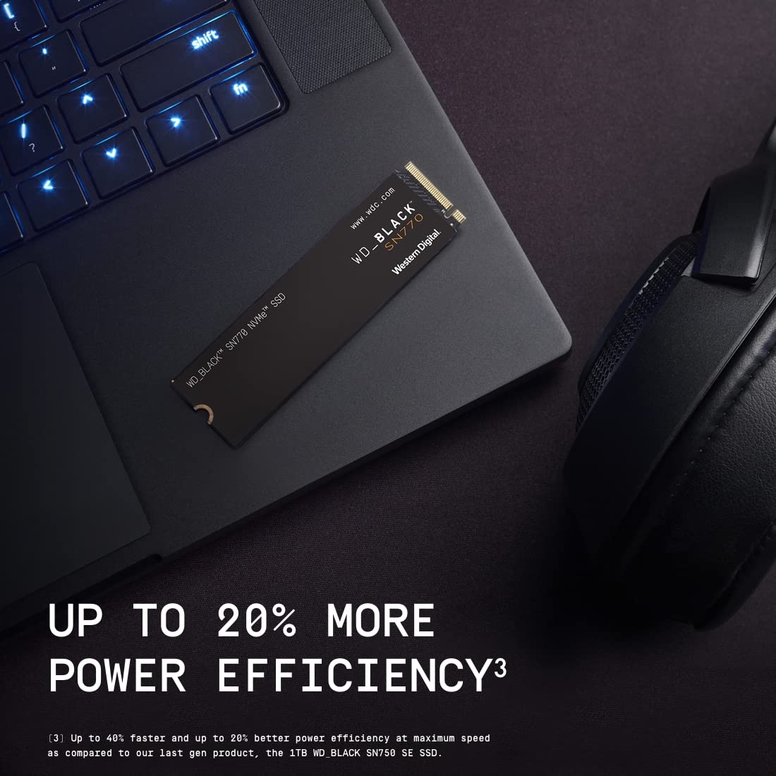 WD_BLACK SN770 2TB NVMe M.2 SSD, M.2 2280 NVMe SSD, Gaming Solid State drive, PCIe Gen4 NVMe, High Performance Gaming drive, Read speeds up to 5150 MB/s, Black