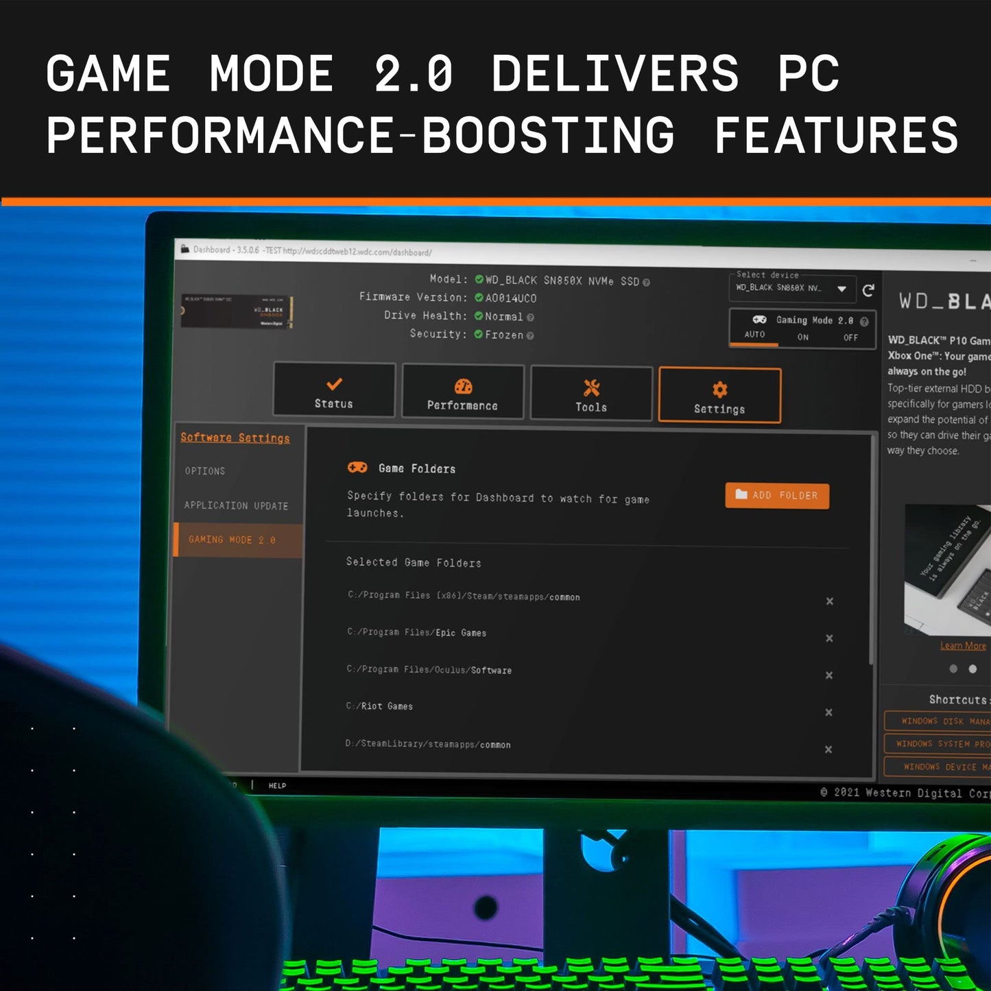 WD_BLACK SN850X 2TB SSD, M.2 2280 NVMe SSD, Read speeds up to 7300 MB/s, Write speeds up to 6,600 MB/s, Gaming Expansion SSD, PCIe Gen4 NVMe, High Performance Internal SSD, Black
