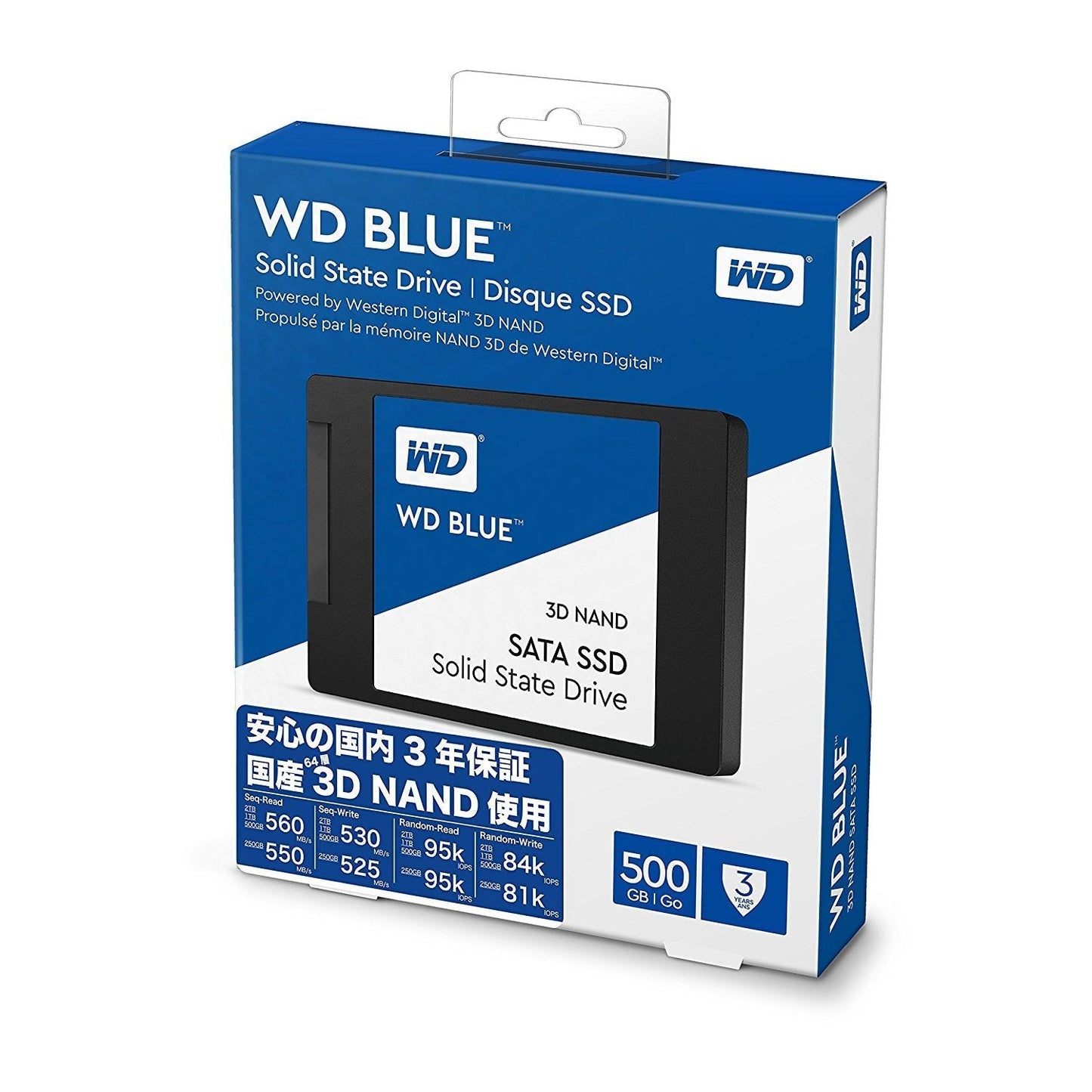 Western Digital WDS500G2B0A WD Blue 3D NAND Internal SSD 2.5 Inch SATA, 500 GB, Solid State Hard Drive