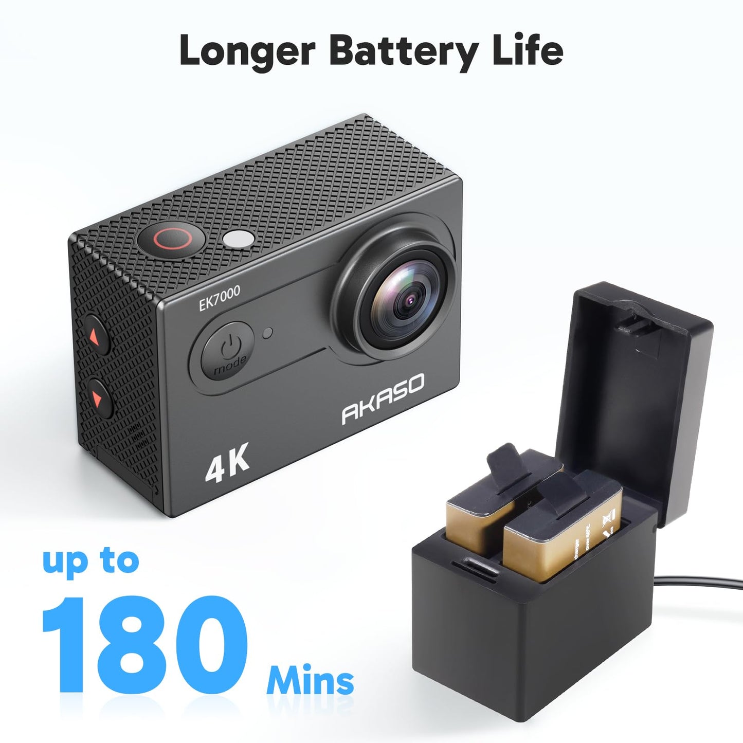 AKASO EK7000 4K30FPS Action Camera with 64GB microSDXC Memory Card - 20MP Ultra HD Underwater Camera 170 Degree Wide Angle Waterproof Camera with Accessory Kit