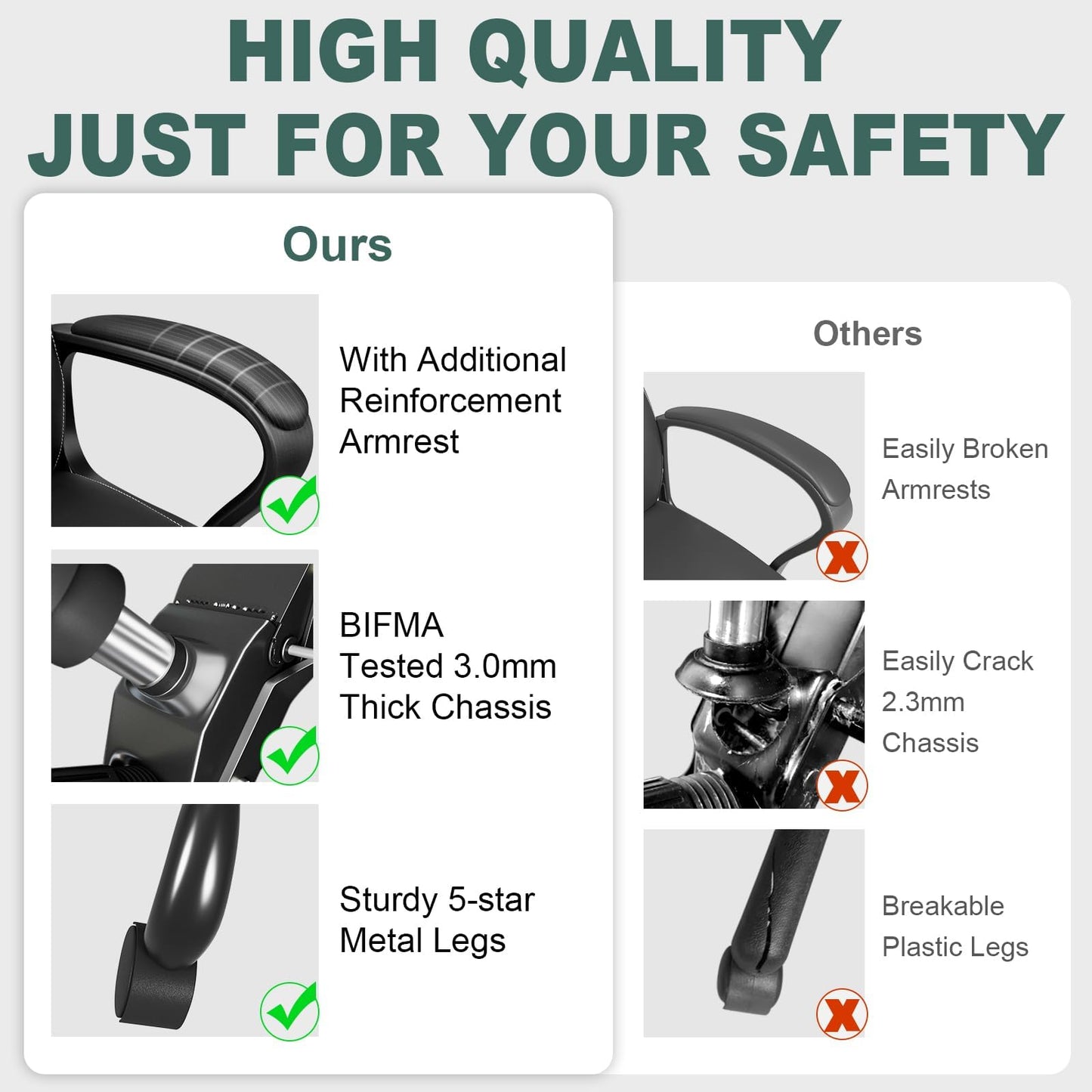 BASETBL Office Chair, Ergonomic Computer Chair for Home Gaming Business, Adjustable Height Durable Comfy Executive Chair, 150kg Black