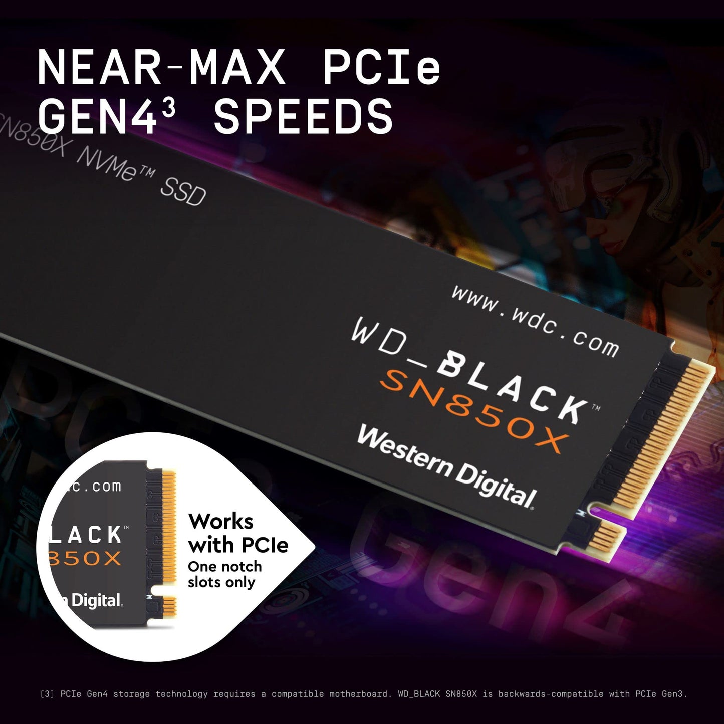 WD_BLACK SN850X 2TB SSD, M.2 2280 NVMe SSD, Read speeds up to 7300 MB/s, Write speeds up to 6,600 MB/s, Gaming Expansion SSD, PCIe Gen4 NVMe, High Performance Internal SSD, Black
