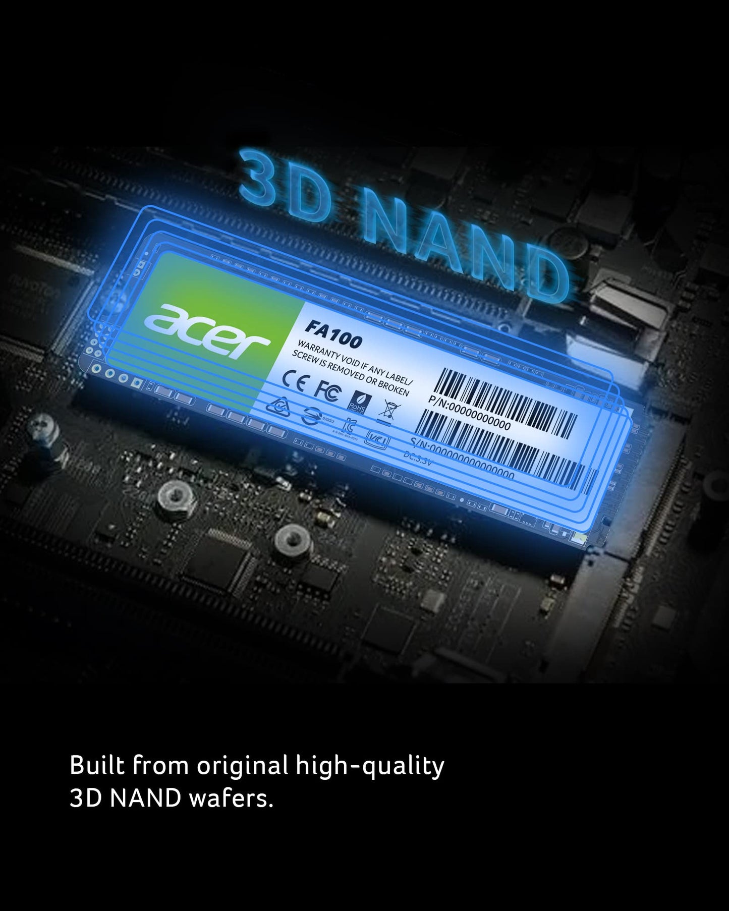 acer FA100 M.2 2280 SSD 1TB: PCIe 3.0 NVMe with HMB & SLC Cache, Up to 3500 MB/s Read Speed, PC Internal Solid State Drive for Laptop & Desktop Upgrade