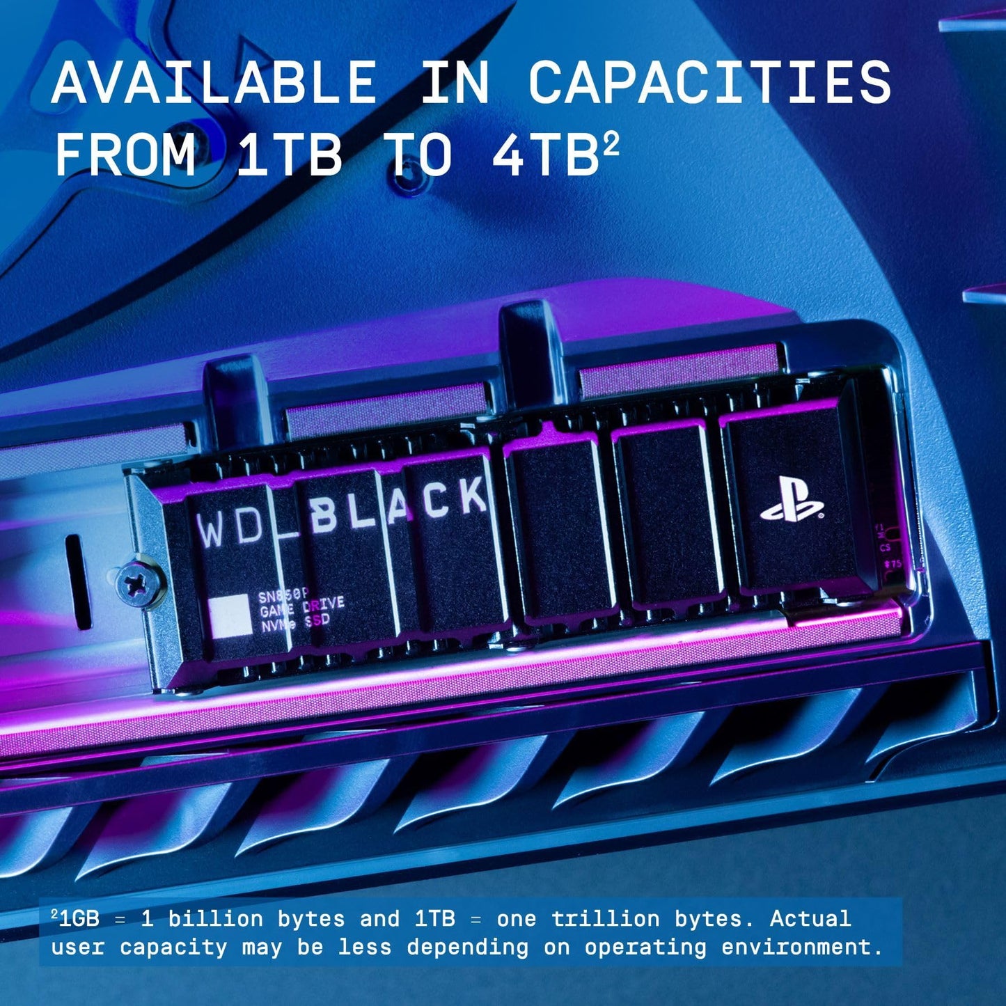 WD_BLACK SN850P 2TB PS5 SSD, Officially licensed for Playstation PS5 consoles, PS5 expansion card, Speeds up to 7300 MB/s, M.2 2280 PCIe NVMe, Exclusive Heatsink Design, Internal gaming SSD, Black