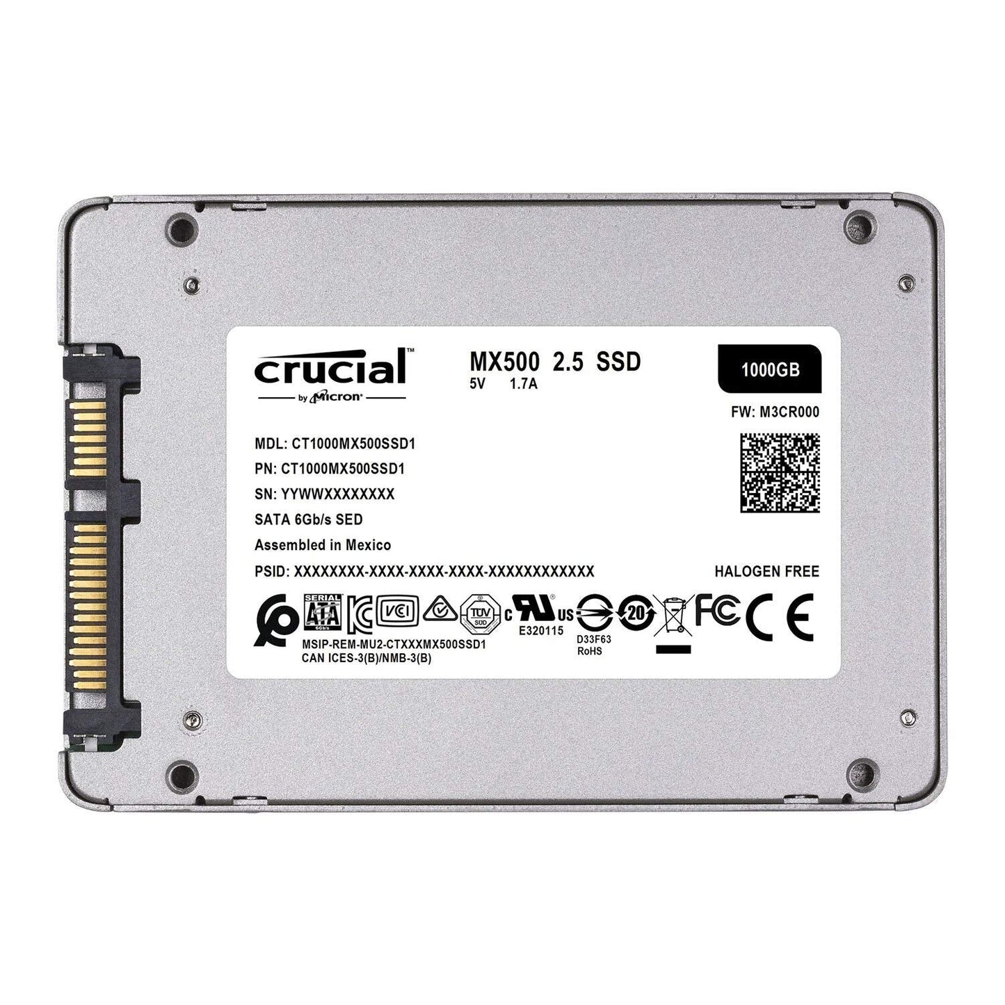 Crucial MX500 1 TB CT1000MX500SSD1(Z)-Up to 560 MB/s (3D NAND, SATA, 2.5 Inch, Internal SSD), Grey