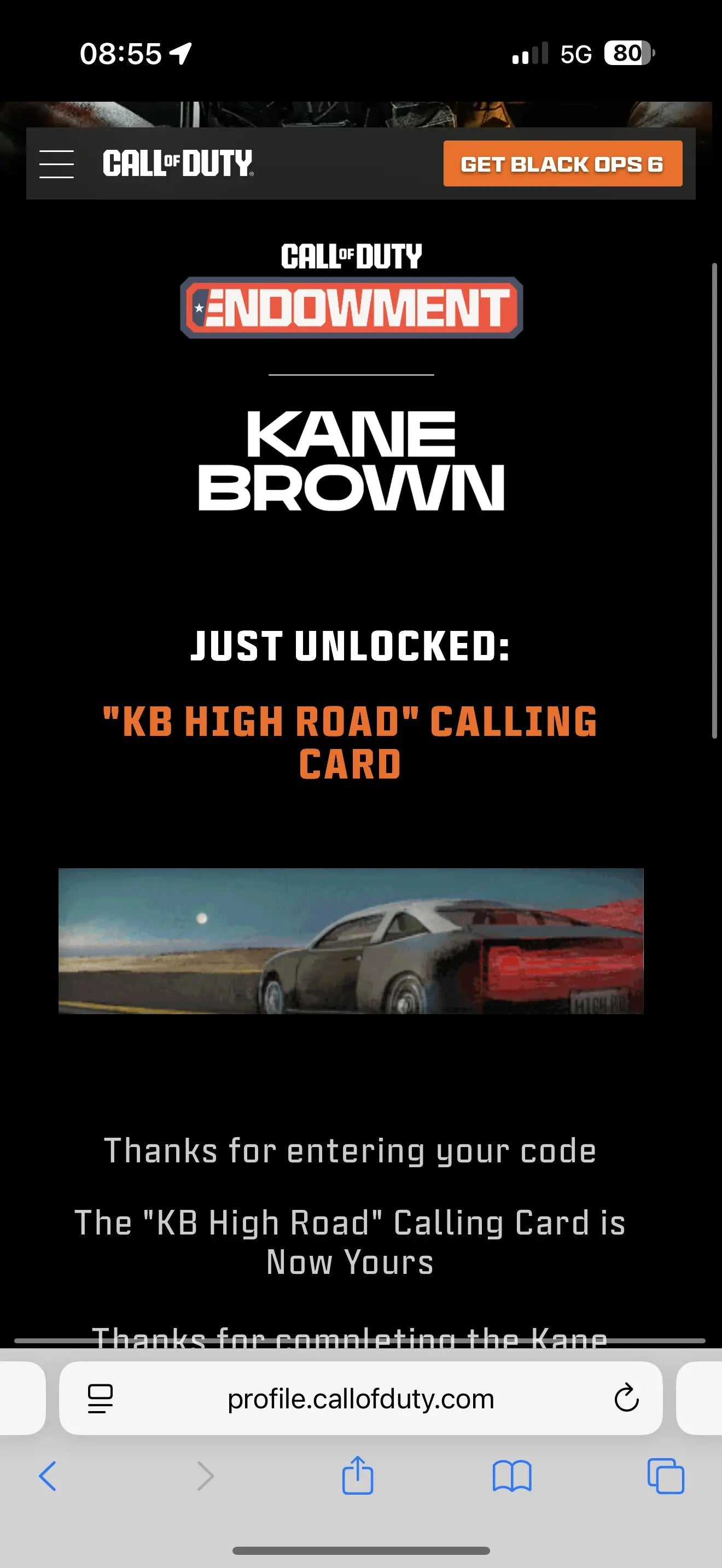 Call of duty Black Ops 6 "KB HIGH ROAD" Animated Calling Card