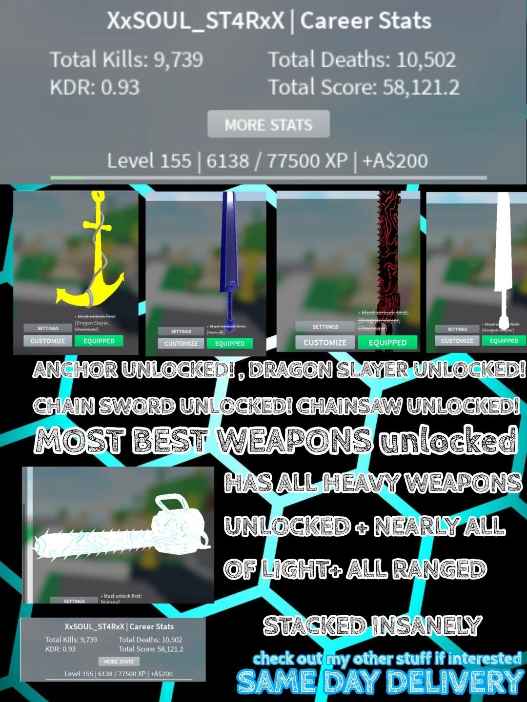 Roblox Account STACKED  grow a garden + CW LOADS MORE CHEAPEST