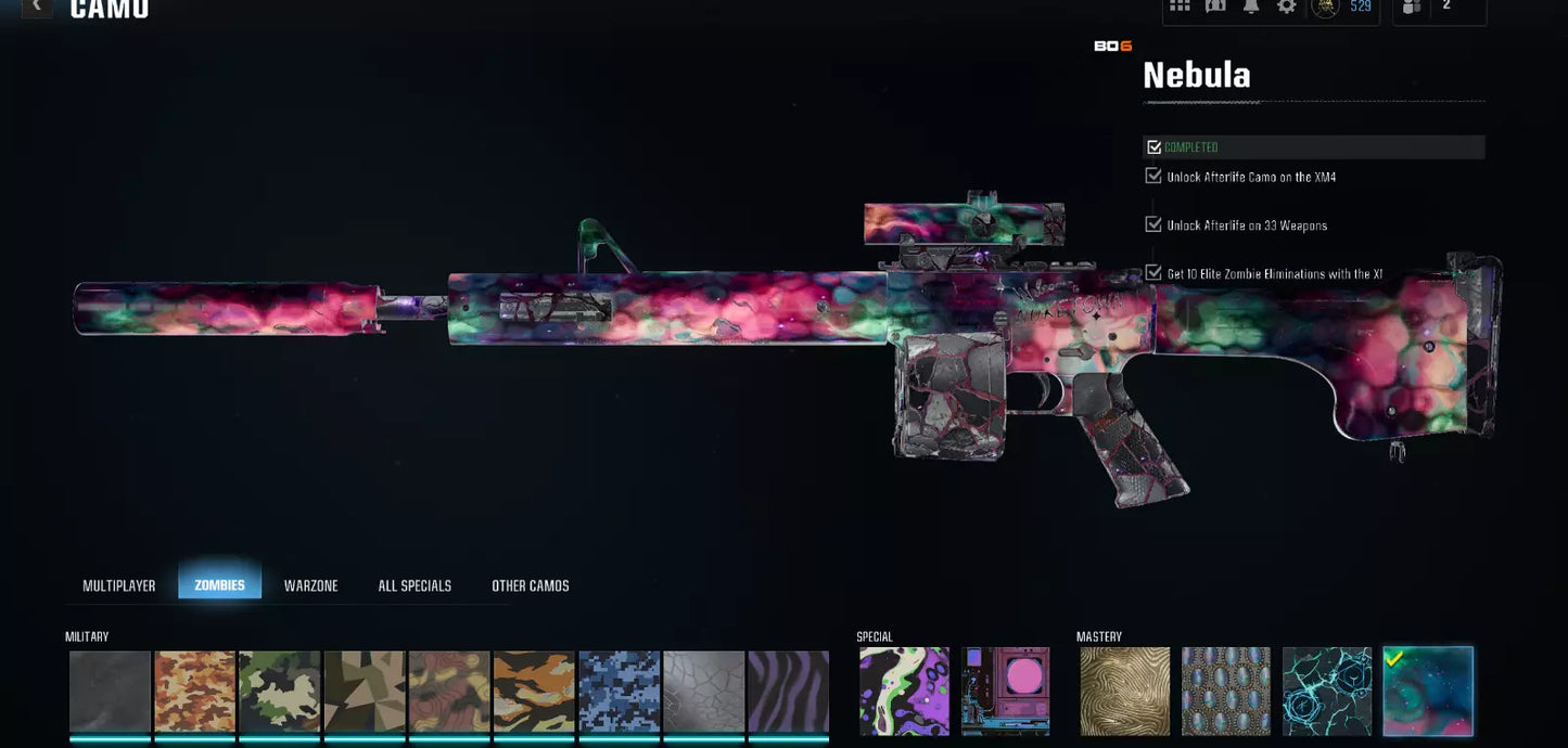 Call Of Duty Black Ops 6 Nebula Zombies Mastery Camo Grind ( Read Description)
