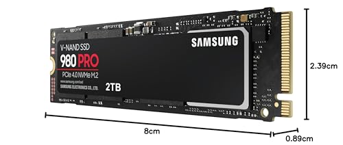 Samsung 980 PRO SSD with Heatsink 2TB PCIe Gen 4 NVMe M.2 Internal Solid State Hard Drive, Heat Control, Max Speed, PS5 Compatible, MZ-V8P2T0CW