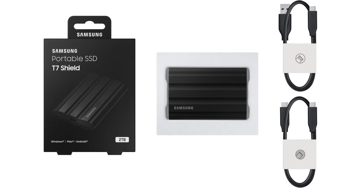 Samsung T7 Shield Portable SSD 2 TB - USB 3.2 Gen.2 External SSD Black (MU-PE2T0S/EU)