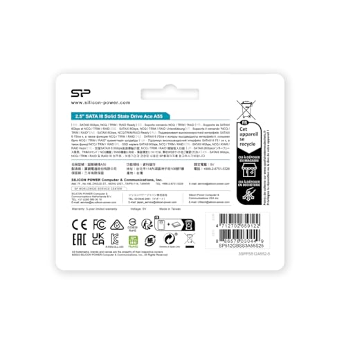Silicon Power SSD 512GB 3D NAND A55 SLC Cache Performance Boost 2.5 inch SATA III 7mm (0.28") Internal Solid State Drive