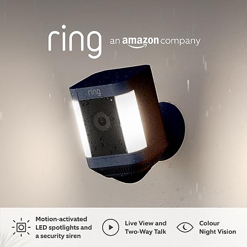 Ring Spotlight Cam Plus Battery | Wireless outdoor Security Camera 1080p HD Video, Two-Way Talk, LED Spotlights, Siren, alternative to CCTV system | 30-day free trial of Ring Home
