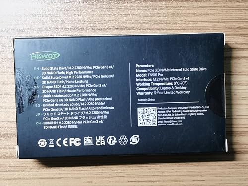 Fikwot FN501 Pro NVMe SSD 512GB M.2 2280 Up to 3500MB/s PCIe Gen3 x4 3D TLC NAND Internal Solid State Drive, SLC Cache Compatible with Laptops & Desktops