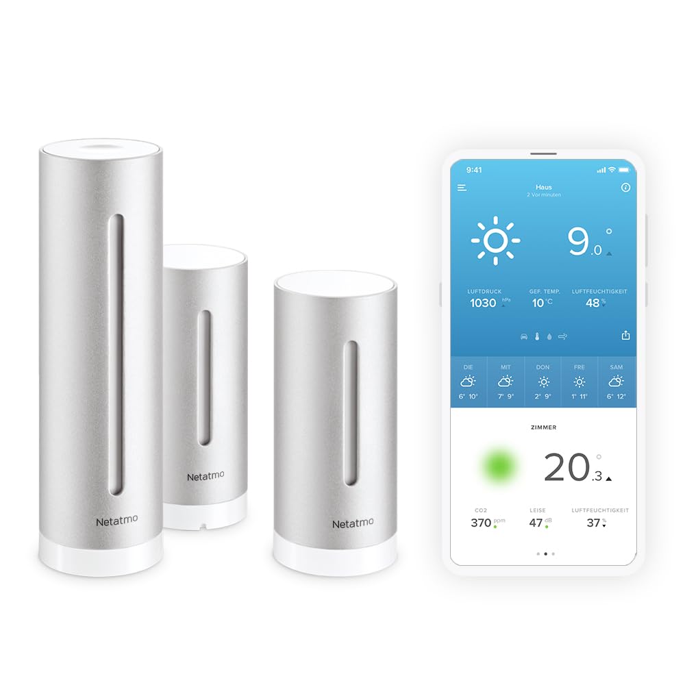 Netatmo Indoor and Outdoor Weather Station with Wireless Outdoor Sensor + Extra Module, Compatible with Amazon Alexa, Google Home and Apple HomeKit, NBU-NWS-NIM-EU