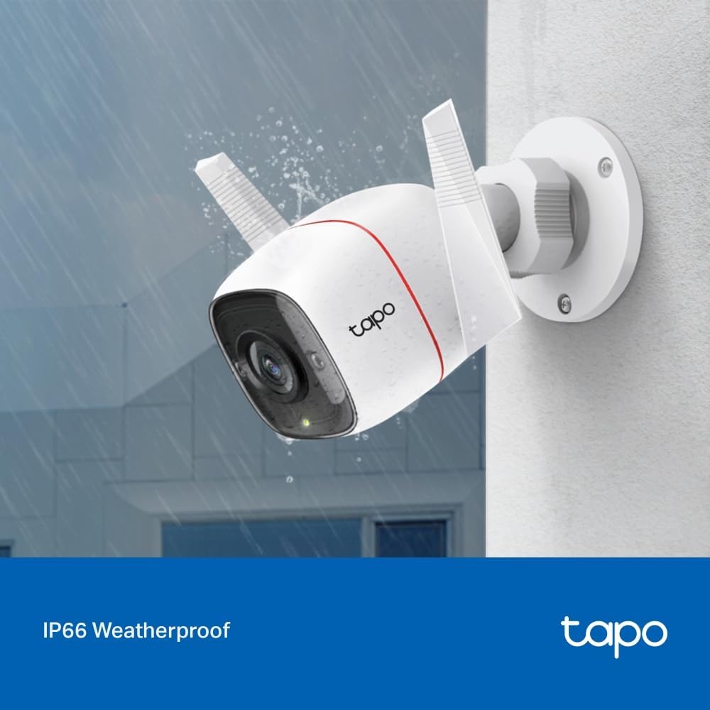 Tapo 2K Outdoor Security Camera, Motion Detection, IP66 Weatherproof, Built-in Siren, 2-way Audio, 3MP, Night Vision, Cloud &SD Card Storage, Works with Alexa & Google Home, (Tapo C310P2) Pack of 2