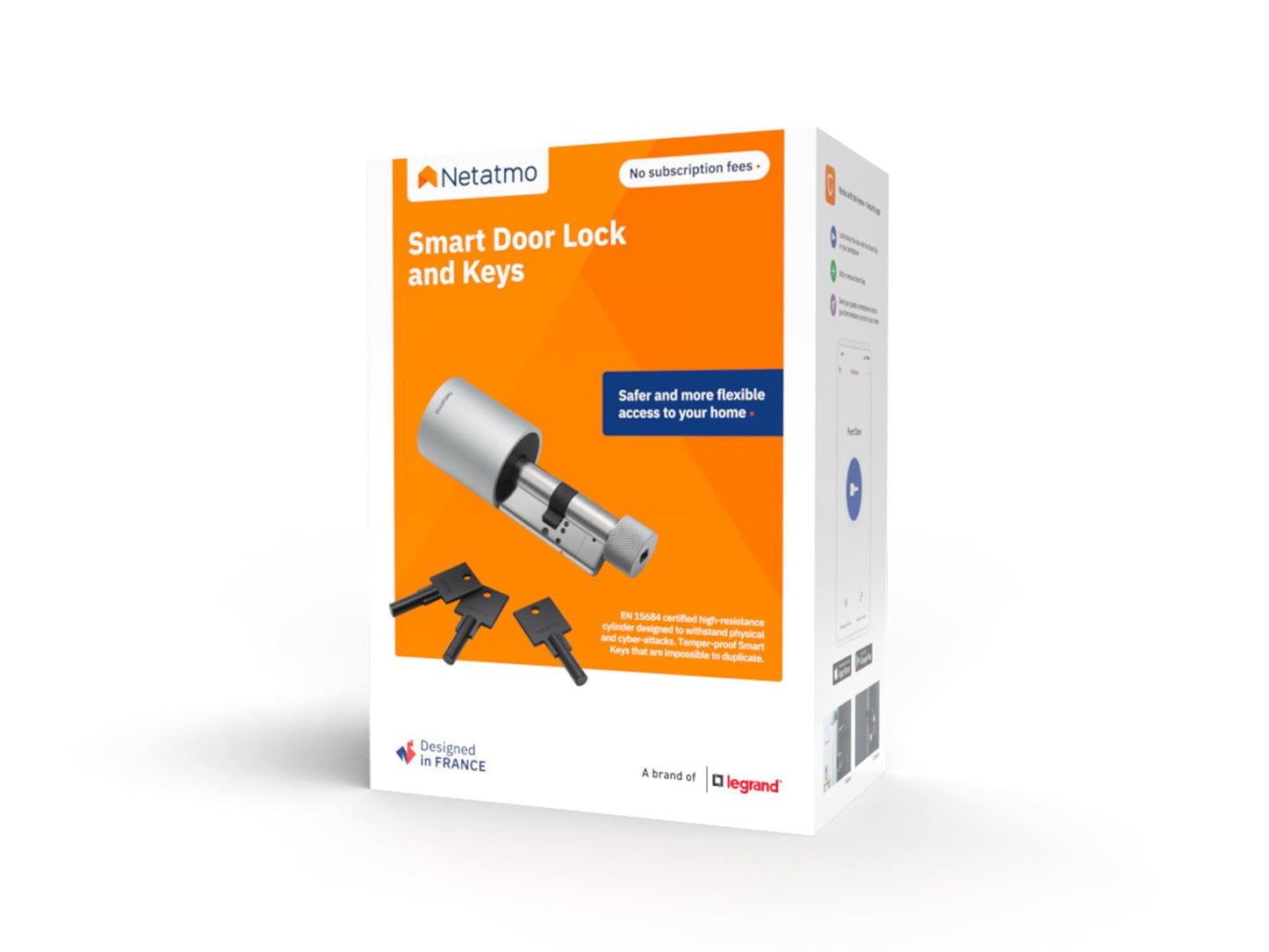 Netatmo Smart Door Lock and Keys, Access Via Smartphone Or Secure NFC Key, Share Access with Your Guests, Connected Universal European Cylinder, EN15684 Certified, Encrypted Bluetooth BLE, NDL-EC