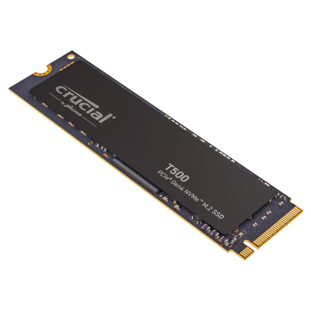 Crucial T500 1TB SSD PCIe Gen4 NVMe M.2 Internal Gaming SSD, Up to 7300MB/s, TLC NAND, Laptop and Desktop Compatible, Microsoft DirectStorage, Solid State Drive - CT1000T500SSD8