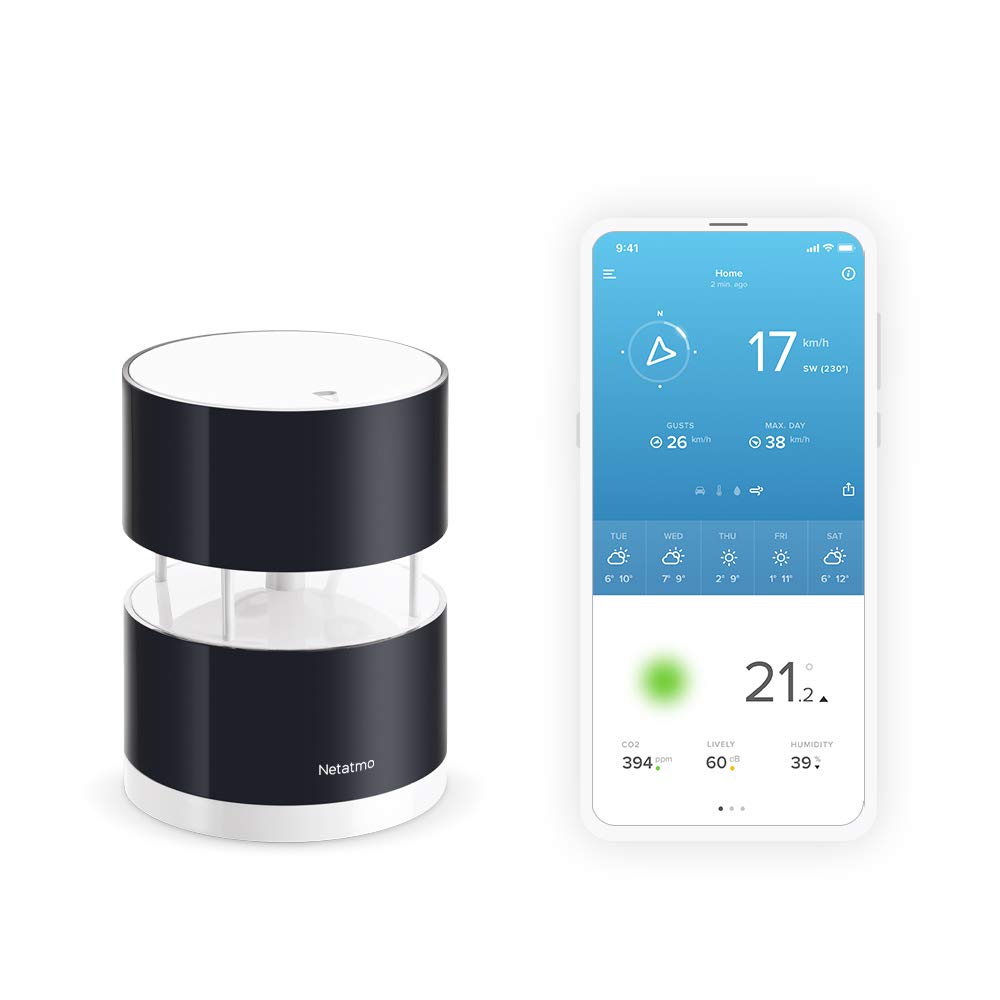 Netatmo Wireless Anemometer with wind speed and direction sensor – Wind Gauge for Netatmo Weather Station, NWA01-WW, black