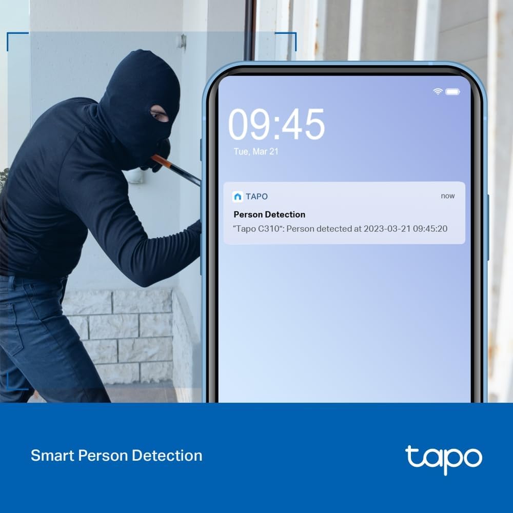 Tapo 2K Outdoor Security Camera, Motion Detection, IP66 Weatherproof, Built-in Siren, 2-way Audio, 3MP, Night Vision, Cloud &SD Card Storage, Works with Alexa & Google Home, (Tapo C310P2) Pack of 2