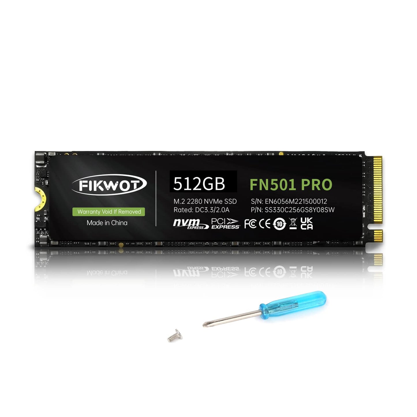 Fikwot FN501 Pro NVMe SSD 512GB M.2 2280 Up to 3500MB/s PCIe Gen3 x4 3D TLC NAND Internal Solid State Drive, SLC Cache Compatible with Laptops & Desktops
