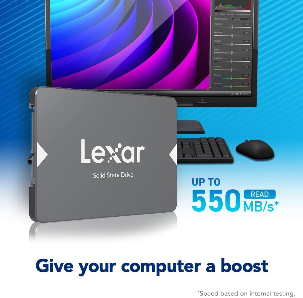 Lexar NS100 2.5” SATA III 6Gb/s Internal 512GB SSD, Solid State Drive, Up To 550MB/s Read, for Laptop, Desktop Computer/PC (LNS100-512AMZN)