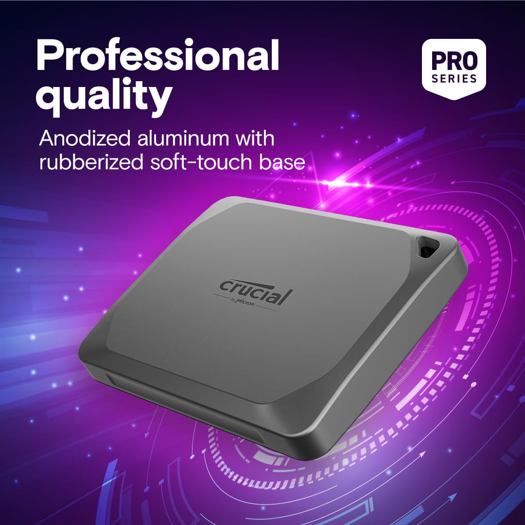 Crucial X9 Pro 1TB Portable External SSD - Up to 1050MB/s Read/Write, External Solid State Drive, IP55 Water and Dust Resistant, USB-C 3.2 - CT1000X9PROSSD902