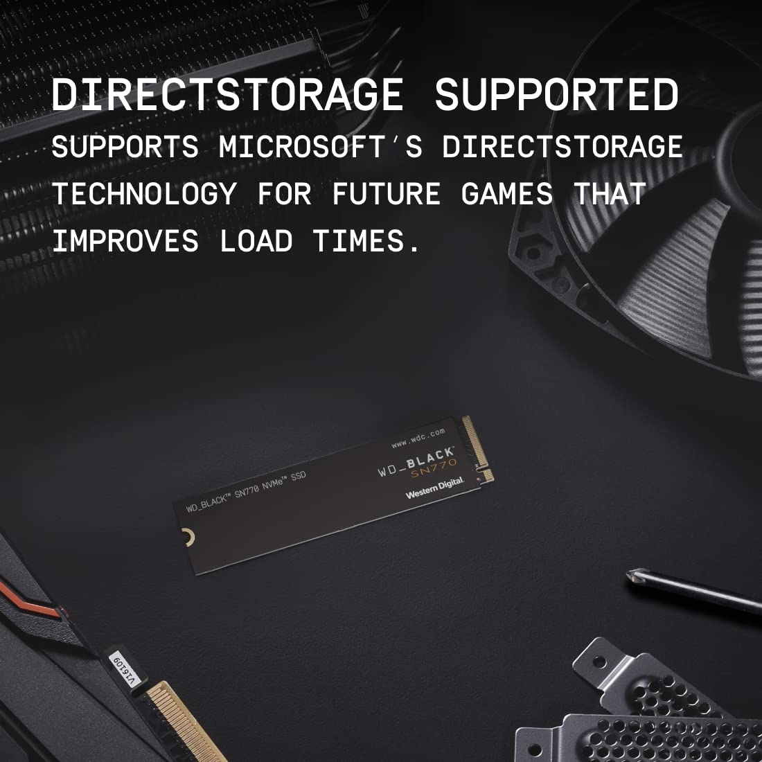 WD_BLACK SN770 2TB NVMe M.2 SSD, M.2 2280 NVMe SSD, Gaming Solid State drive, PCIe Gen4 NVMe, High Performance Gaming drive, Read speeds up to 5150 MB/s, Black
