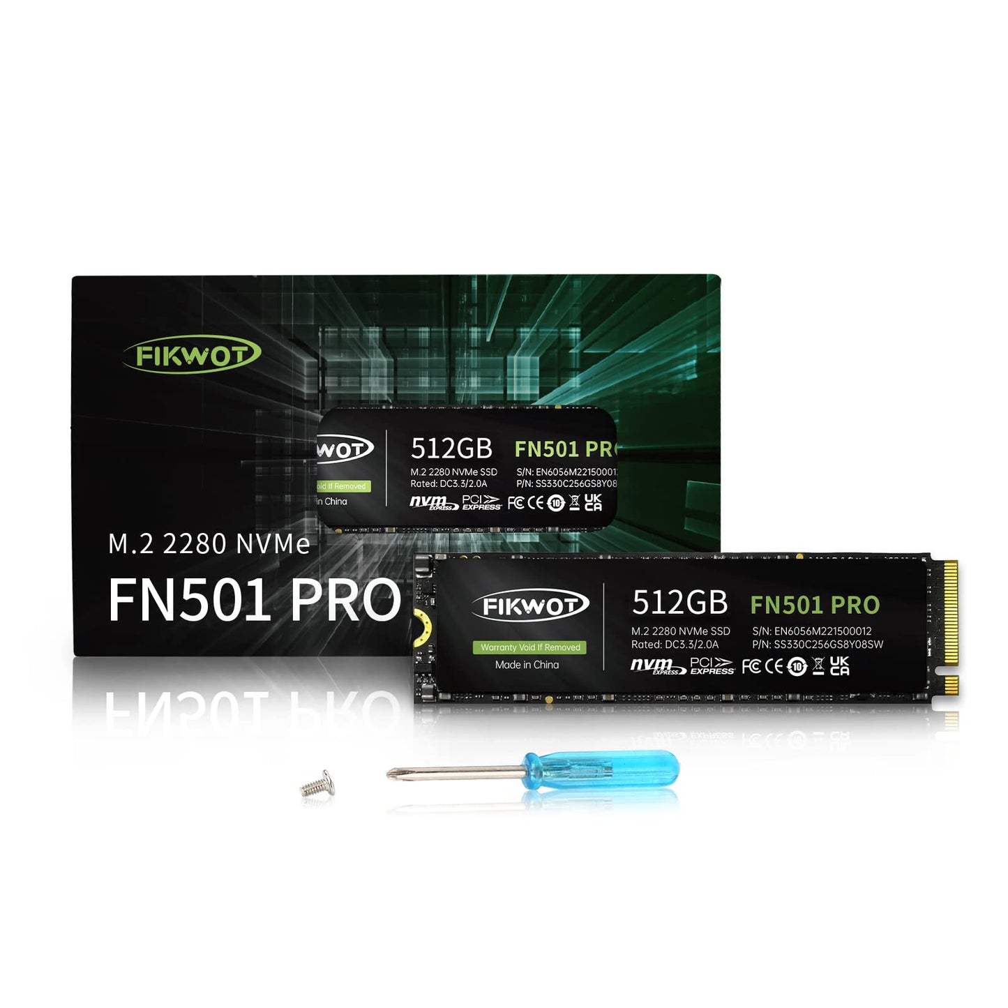 Fikwot FN501 Pro NVMe SSD 512GB M.2 2280 Up to 3500MB/s PCIe Gen3 x4 3D TLC NAND Internal Solid State Drive, SLC Cache Compatible with Laptops & Desktops
