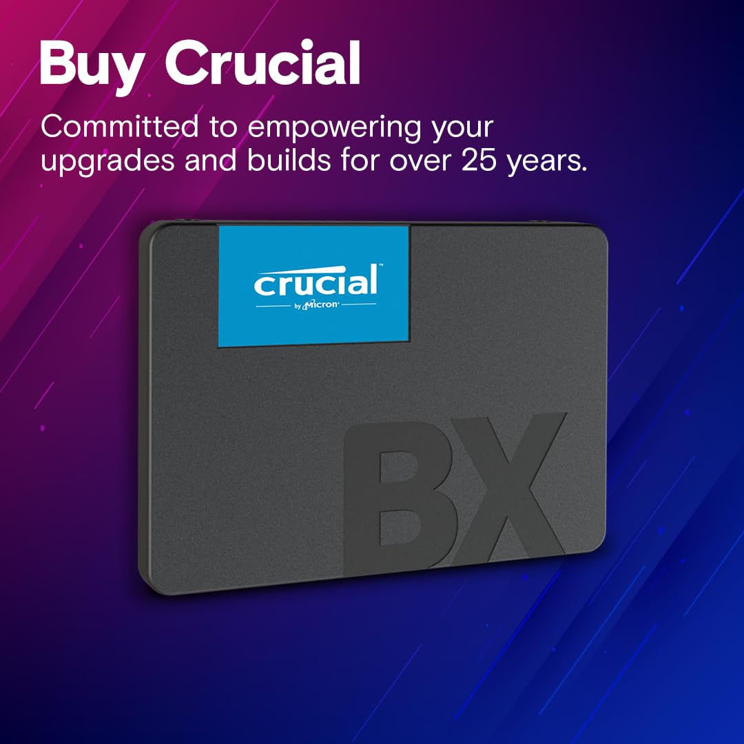 Crucial BX500 SATA SSD 1TB, 2.5" Internal SSD, Up to 540MB/s, Laptop and Desktop (PC) Compatible, 3D NAND, Dynamic Write Acceleration, Solid State Drive - CT1000BX500SSD101
