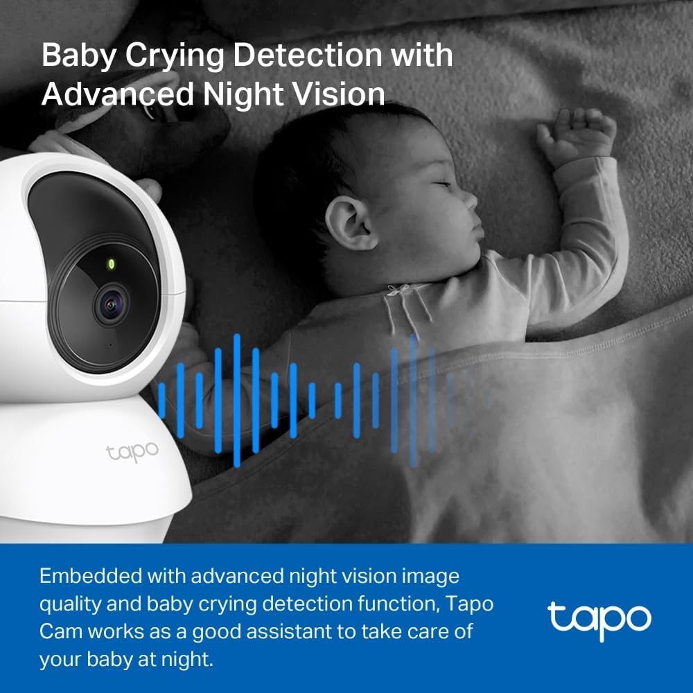 Tapo Wifi Indoor Camera, 2K 3MP Full HD Baby Camera, 360° Security Wireless Pet Camera, Night Vision, Work with Alexa & Google Home, 2 Pack(Tapo C210P2) (Package may vary)