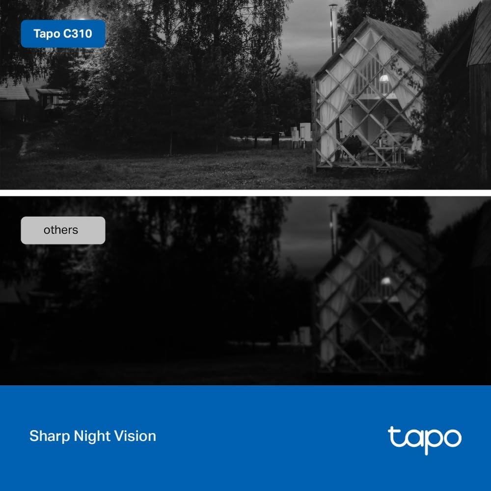 Tapo 2K Outdoor Security Camera, Motion Detection, IP66 Weatherproof, Built-in Siren, 2-way Audio, 3MP, Night Vision, Cloud &SD Card Storage, Works with Alexa & Google Home, (Tapo C310P2) Pack of 2