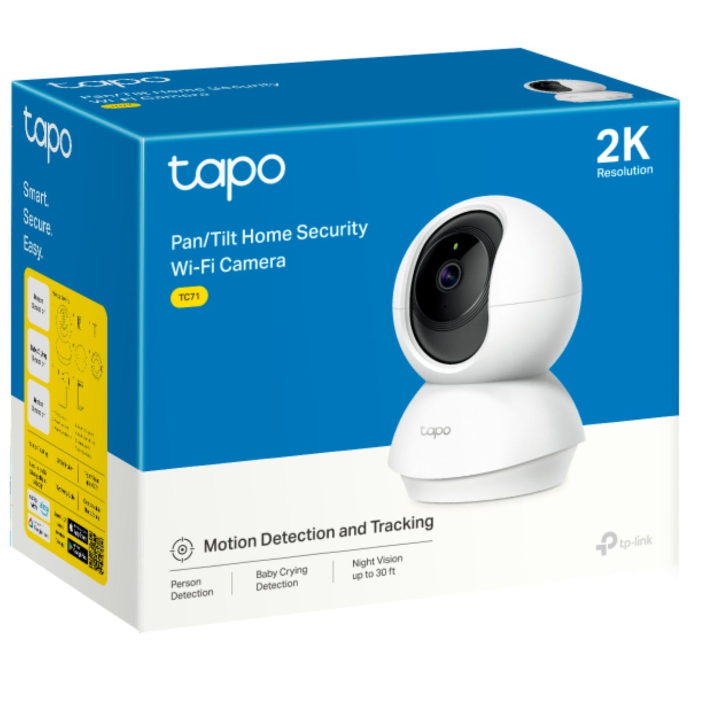 Tapo Wifi Indoor Camera, 2K 3MP Full HD Baby Camera, 360° Security Wireless Pet Camera, Night Vision, Work with Alexa & Google Home, 2 Pack(Tapo C210P2) (Package may vary)