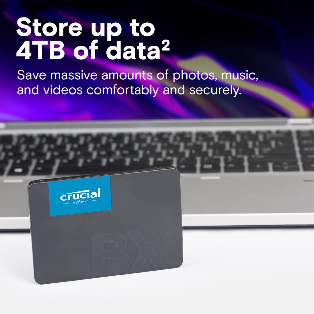 Crucial BX500 SATA SSD 1TB, 2.5" Internal SSD, Up to 540MB/s, Laptop and Desktop (PC) Compatible, 3D NAND, Dynamic Write Acceleration, Solid State Drive - CT1000BX500SSD101
