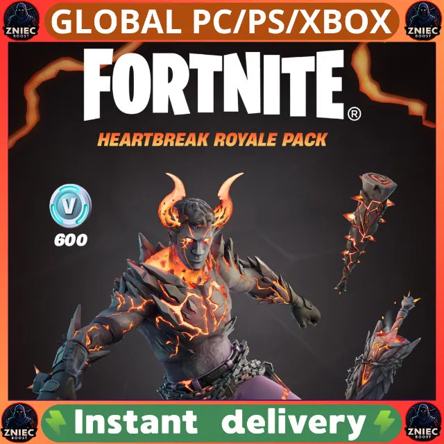 Fortnite Heartbreak Royale Pack - Heartbreak Ranger Outfit, Magmacore Sheath Back Bling, Heartbreak Club Pickaxe & 600 V-Bucks - Global Digital Code - PC/PS/Xbox