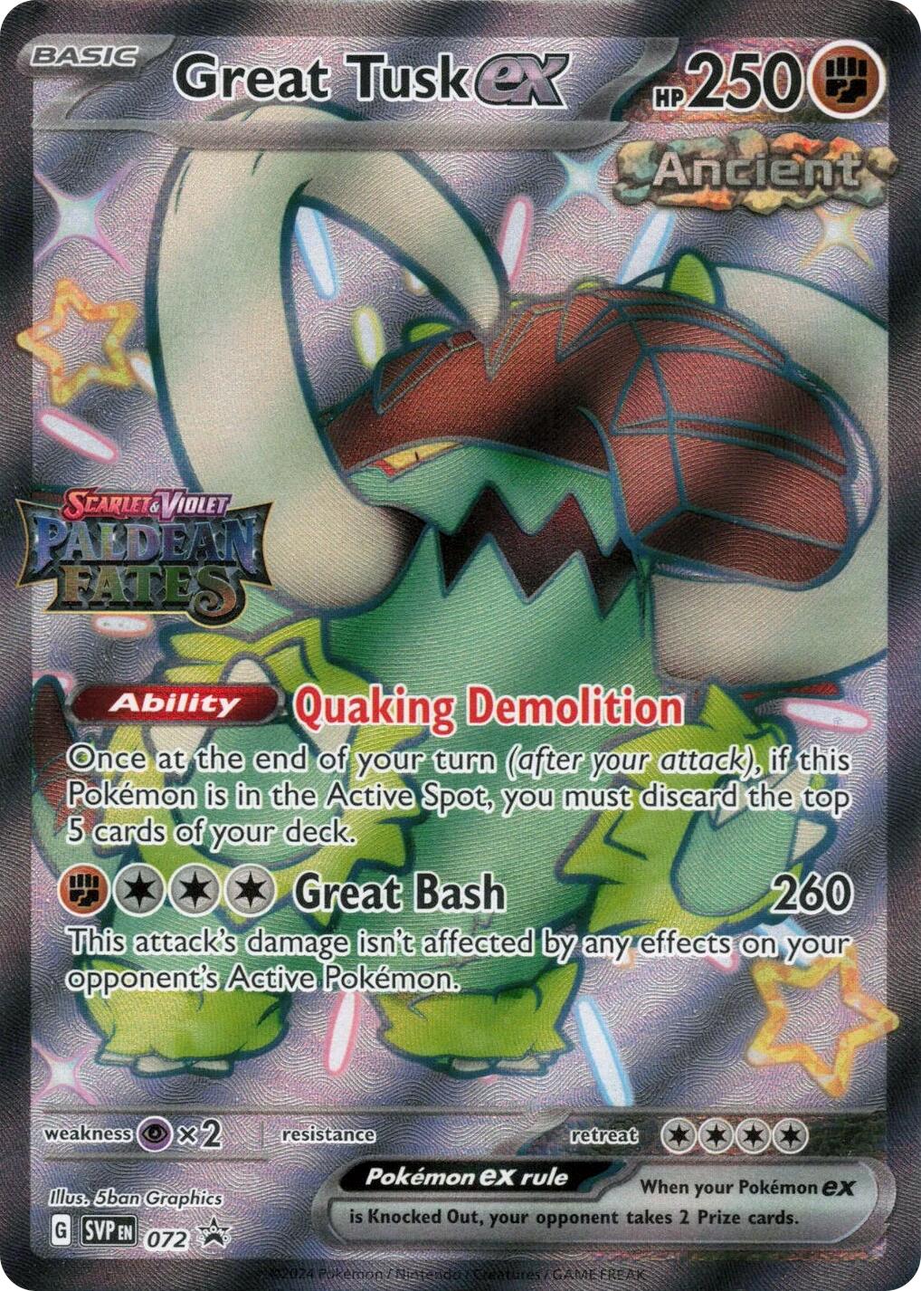 Great Tusk ex (072) (Paldean Fates Stamped) [Scarlet & Violet: Paldean Fates] - Shop at xdovtoxtgo