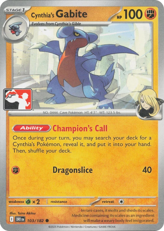 Cynthia's Gabite (103/182) [Prize Pack Series Eight] - Shop at xdovtoxtgo