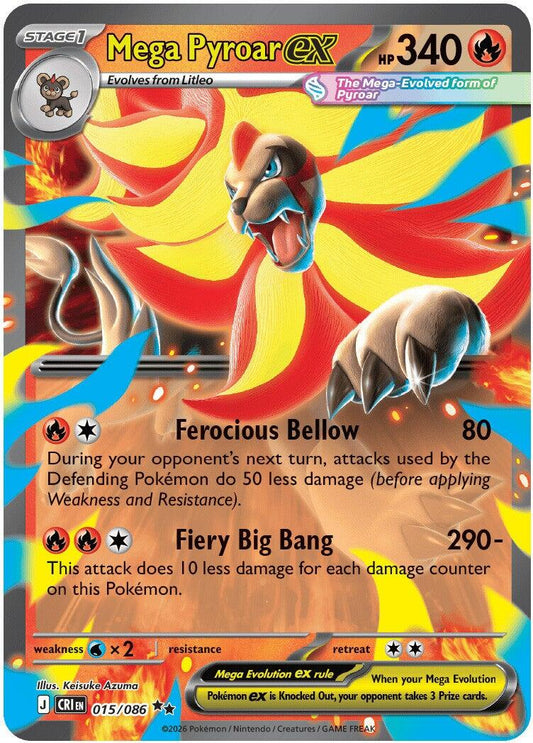 Mega Pyroar ex (015/086) [Mega Evolution: Chaos Rising] - Shop at xdovtoxtgo