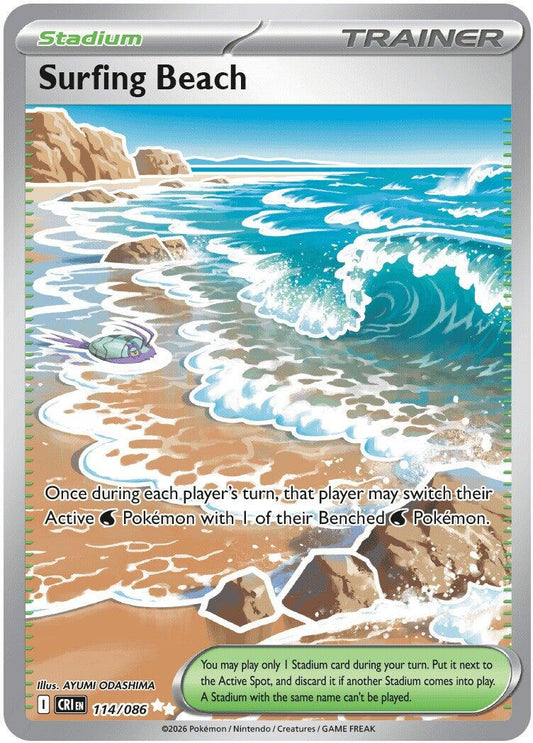 Surfing Beach (114/086) [Mega Evolution: Chaos Rising] - Shop at xdovtoxtgo