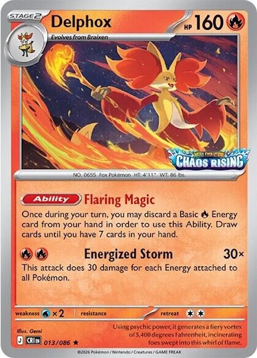 Delphox (013/086) (Chaos Rising Stamped) [Miscellaneous Cards] - Shop at xdovtoxtgo