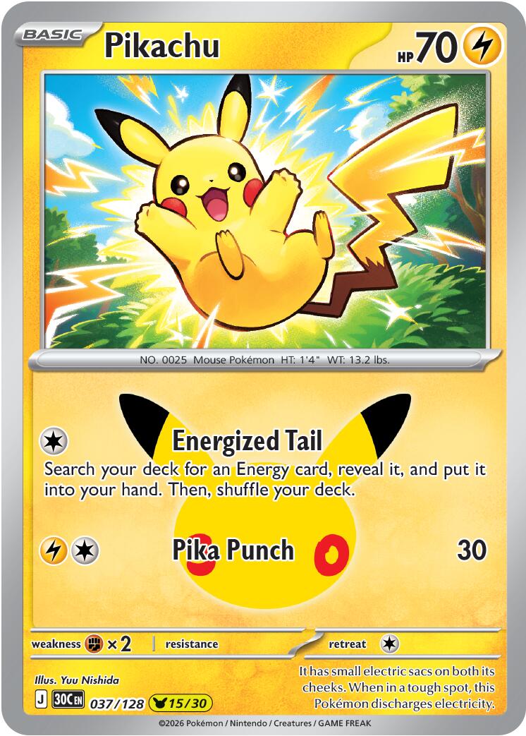 Pikachu (037/128) [Mega Evolution: 30th Celebration] - Shop at xdovtoxtgo
