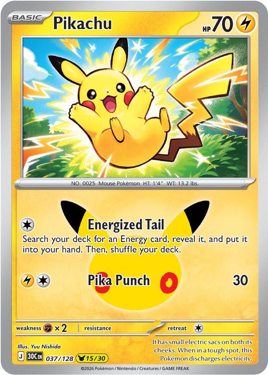Pikachu (037/128) [Mega Evolution: 30th Celebration] - Shop at xdovtoxtgo