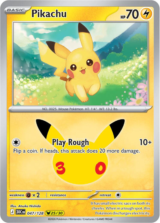 Pikachu (047/128) [Mega Evolution: 30th Celebration] - Shop at xdovtoxtgo