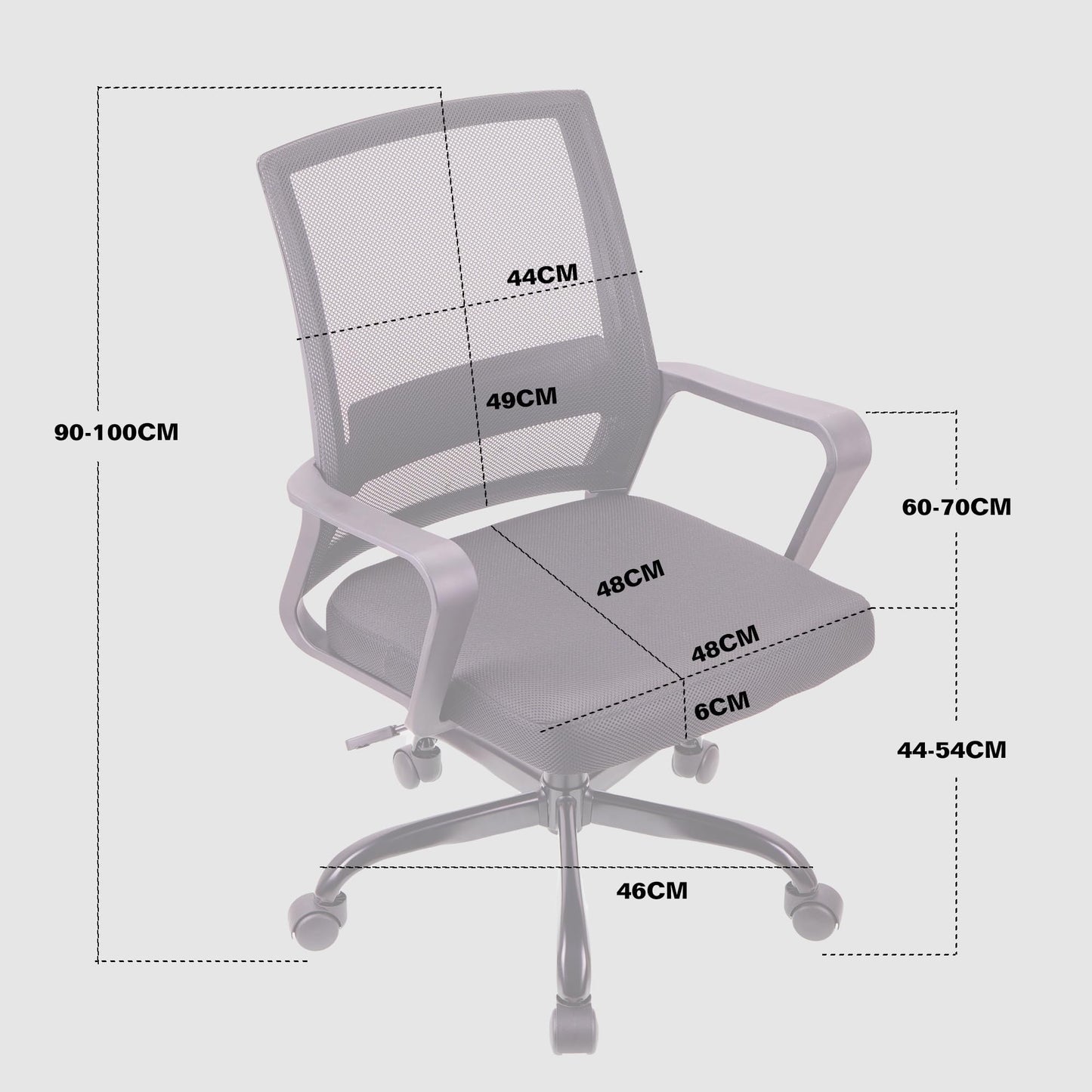 T-THREE. Adjustable Office Chair Ergonomic Mesh Swivel Chair Office Chair Desk Chair Lumbar Support Height Adjustable 360°Swivel Rocking Function Mesh Back Seat for Home Office(Black)