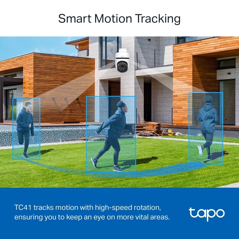 Tapo 2K 3MP Pan/Tilt Smart Security Camera Outdoor Wireless, CCTV Camera, 360° Vision and Motion Tracking, Customizable Sound and Light Alarm, Two-Way Audio, IP65 Weatherproof (TC41) No Monthly Fee