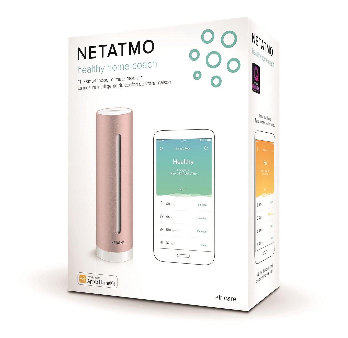 Netatmo Smart Indoor Air Quality Monitor (temperature, humidity, noise and CO2 sensors), NHC-UK