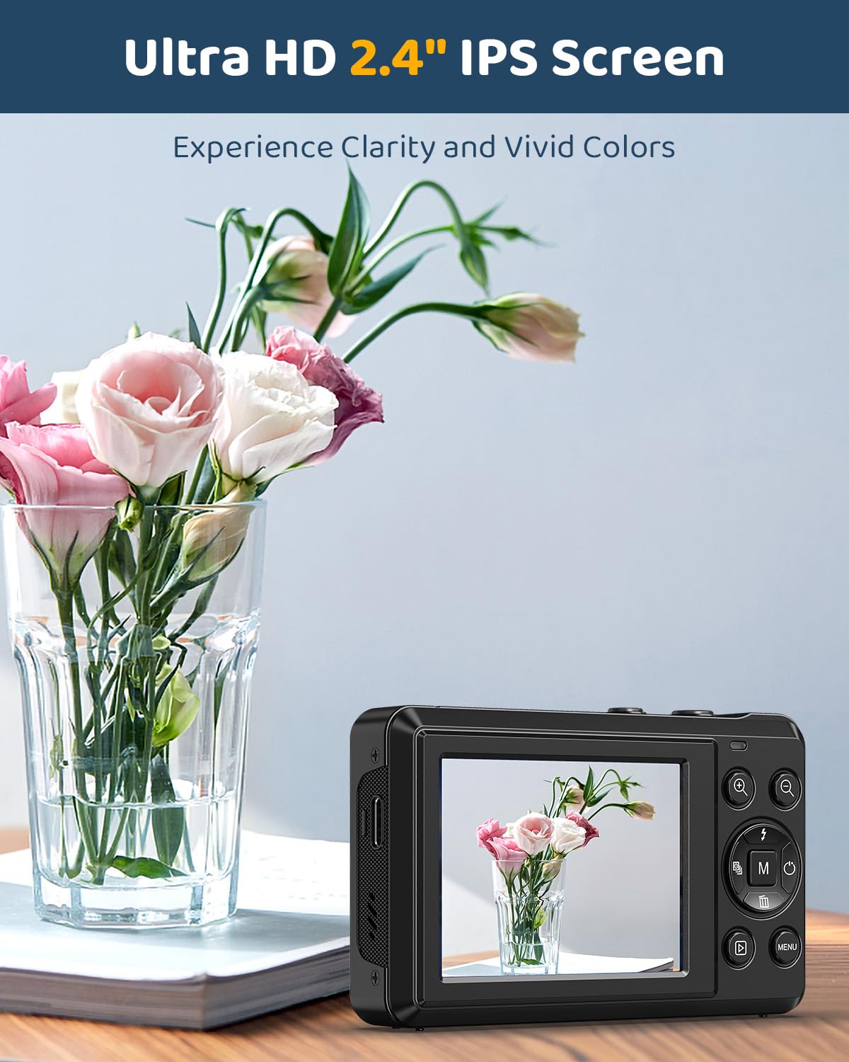 4K 64MP Digital Camera - Autofocus UHD Compact Camera - Rechargeable Vlogging Camera with 32GB Card & 2 Batteries, Portable Mini Camera with 16X Digital Zoom for Kids Beginners Teenagers