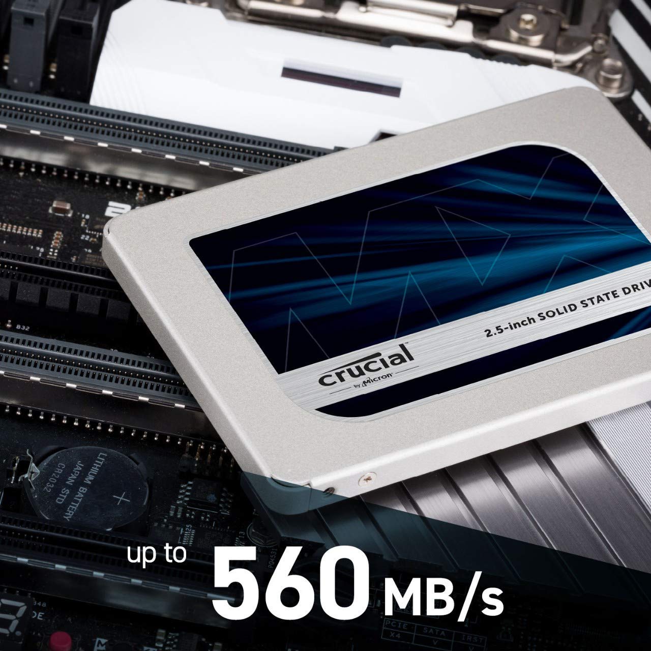 Crucial MX500 500 GB CT500MX500SSD1(Z)-Up to 560 MB/s (3D NAND, SATA, 2.5 Inch, Internal SSD), Metallique