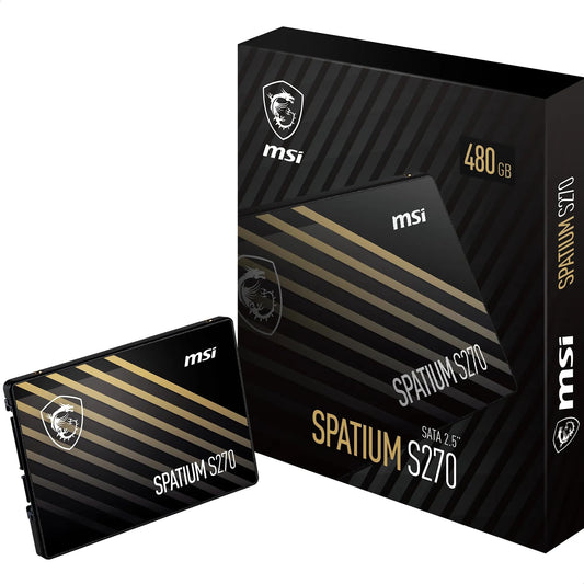 MSI SPATIUM S270 SSD 480GB - SATA 3 2.5" Solid State Drive, 500MB/s Read & 450MB/s Write, 3D NAND, Built-In Data Security, MSI Center - 5 Year Warranty (250 TBW)